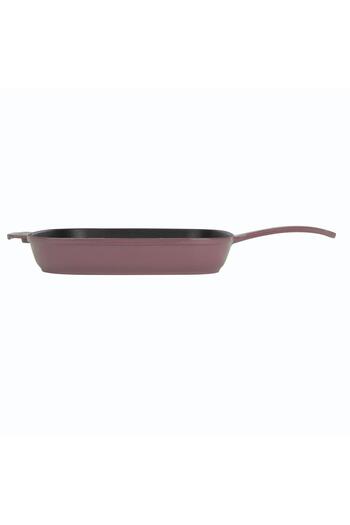 Lava Cast Rectangular 3 Compartment Grill Pan Cast Iron Solid Handle Size: 26x30 Cm