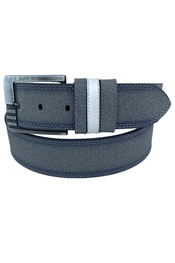 Süzer Deri 4.5 cmSports Faux Leather Stitched Men's Belt Gray