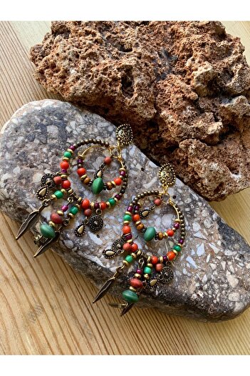 azra takı tasarım Colorful Bohemian Earrings - Long, Dangle, and Women's Dress
