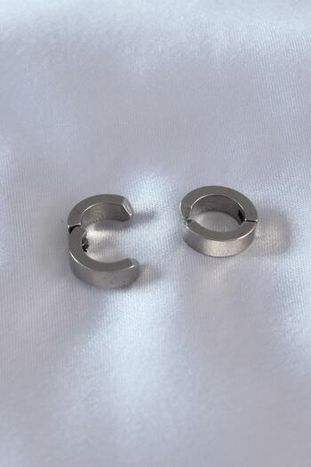 Karce Clz741 - Steel Silver Color Compression Men's Earrings
