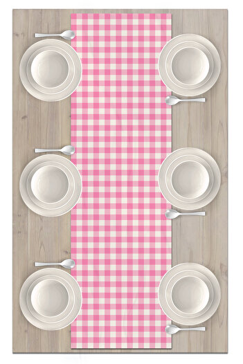 Bertille Home Plaid Patterned New Year's Runner - 140X40 Cm, Digital Print, Christmas