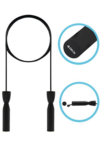 Delta Length Adjustable Black Jump Rope with Ball Bearings