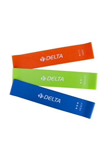 Delta Latex Pachet de 3 benzi de exercițiu cu rezistență la aerobic Pilates Cauciuc de lucru pentru ghemuit (partea de capăt închisă)