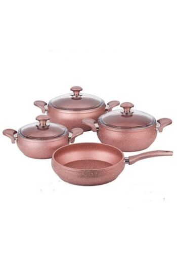 Özkent Rose Gold Casserole Granite Pot Set