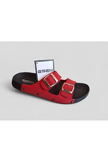 Esem New Trend Red Double Buckle Full Orthopedic Slippers