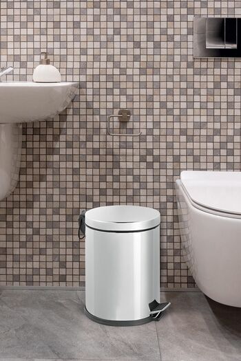 Maxiflow White 5 Liter Pedal Trash Can Stainless Body, Stylish and Convenient Design