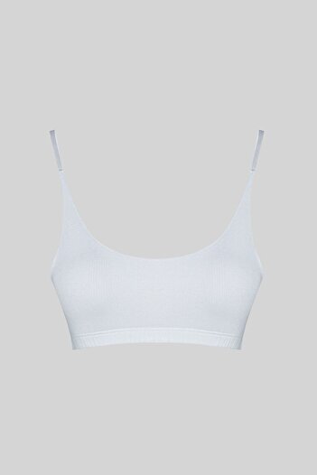 HNX White Cotton Adjustable Thin Strap Capless Young Girls Practice Bustier