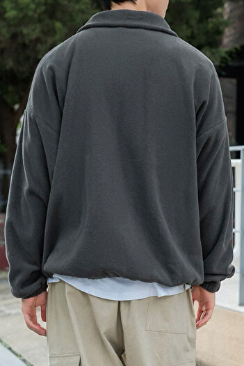 North London Erkek Polar Antrasit Oversize Sweatshirt