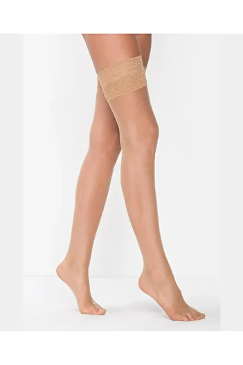 İntive Lingerie Penti 15 Denim Transparent Lace Silicone Shiny Garter Stockings