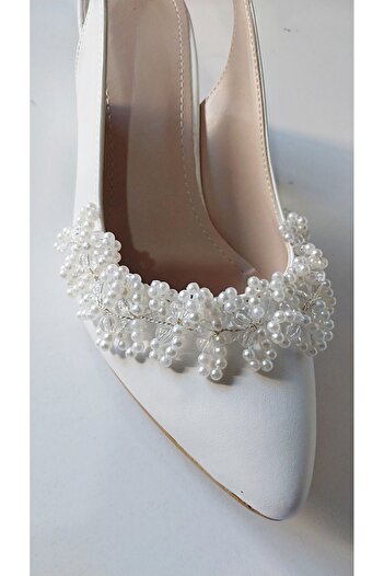 Modavien White 5 cm Pearl Women's Bridal Shoes