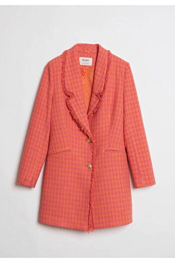 refisbutik TASSEL DETAILED LINED CROWBERRY FOOT BLAZER JACKET