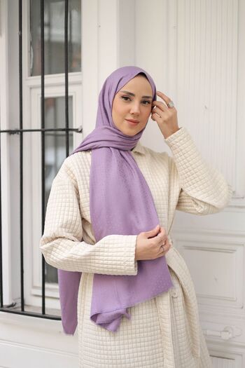 shalby Twin Pattern Cashmere Hijab Shawl Lilac