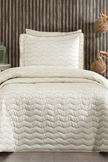 Çeyiz Diyarı Perla Cream Single Bedspread - 180X240