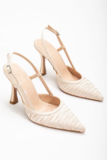 ELLOLİTA LUXURY SHOES Open Back Satin Special Design Stiletto