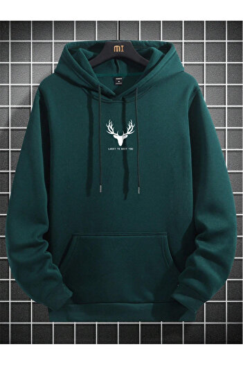Revasser Φούτερ με κουκούλα DEER Printed Unisex Cotton Oversize - Πολύχρωμο