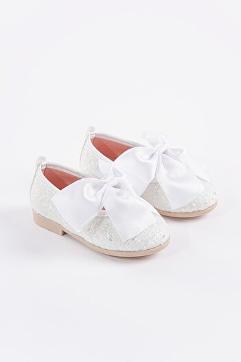 Banamio Pantofi pentru fete Shuu Bow Broken Stone Coated (ALB)
