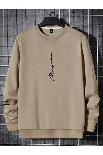 Revasser Unisex Kadın/Erkek NEVER Renkli Oversize Bisiklet Yaka Pamuklu Sweatshirt