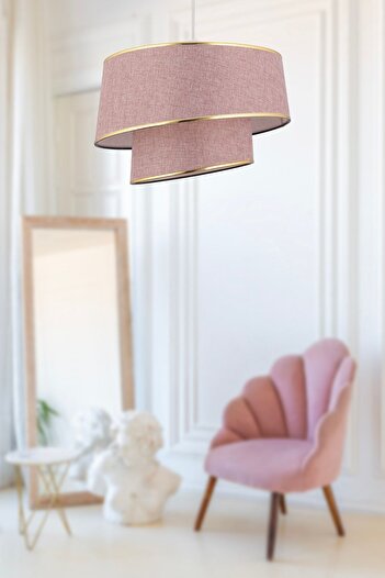 Apliqa Paoni 2-Tier Pink Gold Detailed Modern Hallway, Bedroom Living Room Chandelier