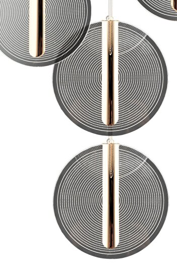 Apliqa Dustin 6'lı Yuvarlak 3 Renk 80 Watt Gold Kristal Ledli Modern Oturma Odası Salon Sarkıt Avize
