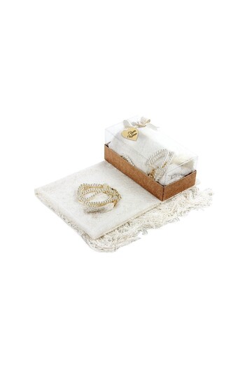 İhvan Cream Color Mevlüt Gift Set - With Prayer Beads and Shawl Cover