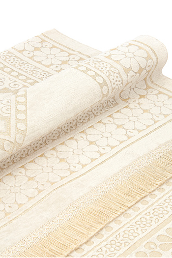 İhvan Patterned Chenille Prayer Rug - Cream Color