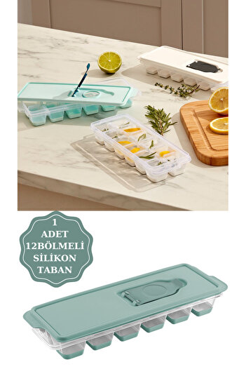 PONÇİK STORE 12 Compartment Lid Silicone Based Practical Freezer - Push Extraction