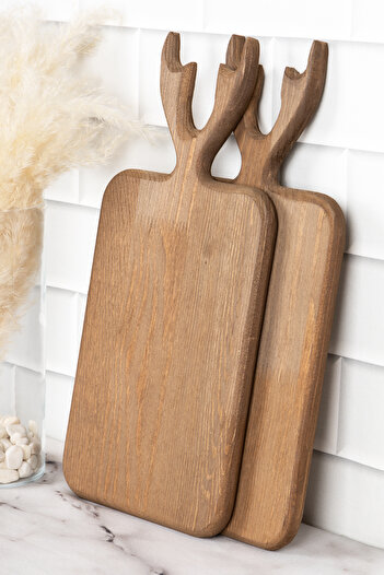 DNS HOME 2 Pieces Wooden Deer Cutting Board Presentation Serving Board Presentation Holder