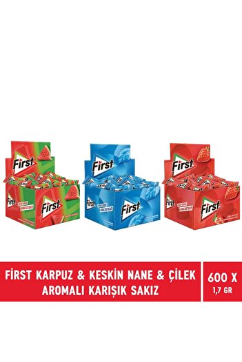 First Sharp Mint & Strawberry & Watermelon Flavored Single Chewing Gum 1.7 Gr - 600 Pieces