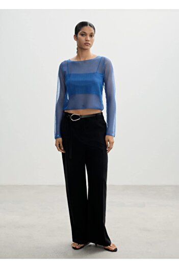 MANGO Woman Semi-Transparent Sweater Combined Blouse