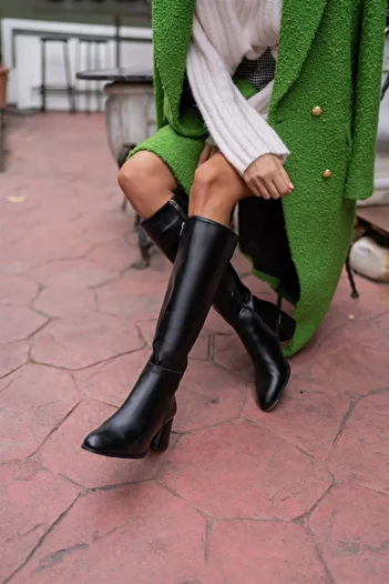 Madamra Schwarze Damenstiefel