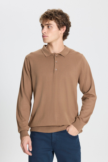 ALTINYILDIZ CLASSICS Men's Mink Non-Pilling Anti Pilling Fabric Standard Fit Normal Cut Polo Neck Knitwear Sweater