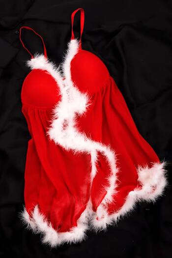 EMINNA Red Colored Unfilled B Babydoll Thong Set