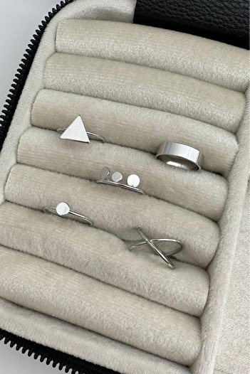 Modex Silver Color Multiple Ring Set