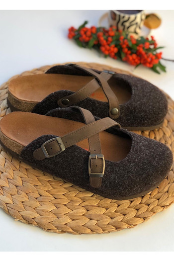 Uniqueqoop Παντόφλες από φυσικό μαλλί Viennese Cork Sole