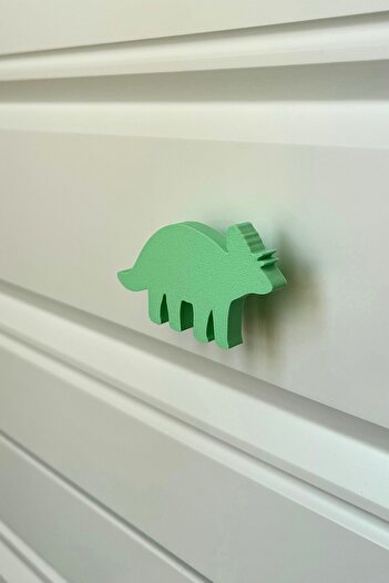 Pomerol Green Dino 6 Cabinet Handle - Modern and Durable Furniture Handle for Children's Room, Kitchen and Bathroom