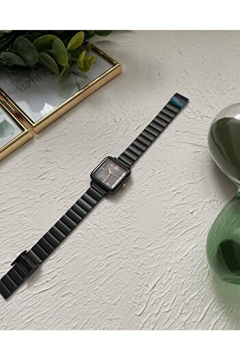 ÇENÇEN Siyah Kordon Rose Kasa Analog Çelik Kadın Kol Saati