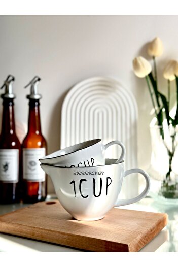 Nonni Home Art Set of 2 Loza Ceramic Measuring Cups Mug 250 Ml/500ml