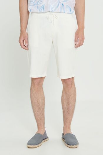 AC&Co / Altınyıldız Classics Men's White Linen - Relaxed Fit Comfort Shorts