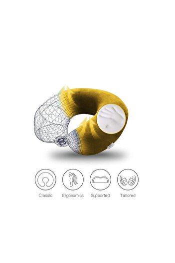 In House Velvet Neck and Travel Pillow - 30x25 cm - Color Gold