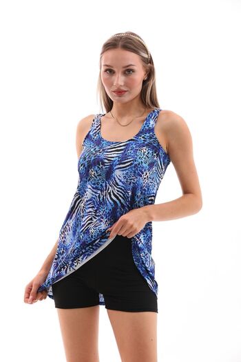 Mina Blue Leopard Pattern - Digital Printed Recovery Shorts Swimsuit
