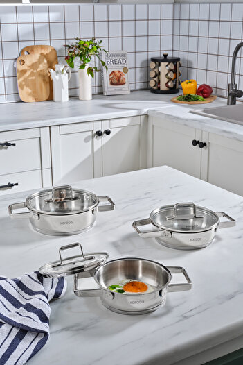 Karaca Valora 6-Piece Steel Pan Set - Induction Base