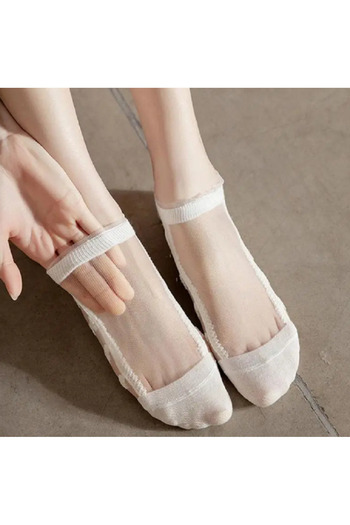 TAKINTI AKSESUAR Trendy Chic Women's Summer Booties Socks - 5 Pairs of Tulle