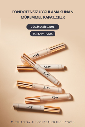 Missha İnce Dokulu Pürüzsüz Görünüm Sağlayan Concealer Stay Tip Concealer High Cover 21N(Vanilla)