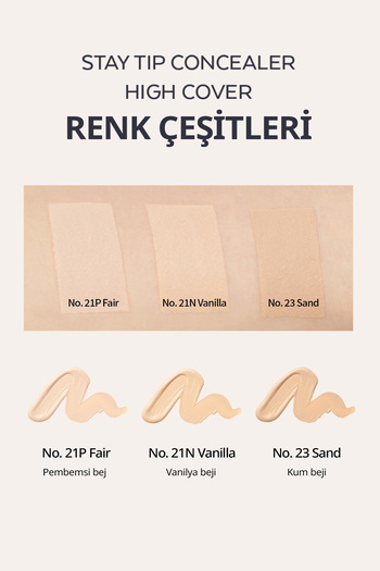 Missha İnce Dokulu Pürüzsüz Görünüm Sağlayan Concealer Stay Tip Concealer High Cover 21N(Vanilla)