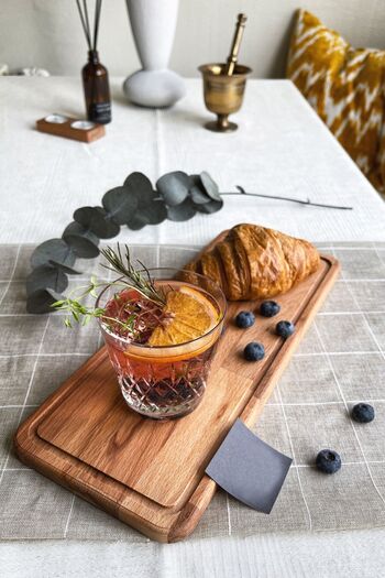 NOBLERAVEN DESIGN Natural Wooden Presentation Plate, Wooden Cake Service, Baton Cheese Plate, Beech Wood