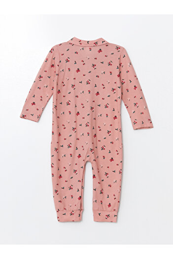 LC Waikiki Lcw Baby Printed Crew Neck Long Sleeve Floral Baby Girl Romper (W4)