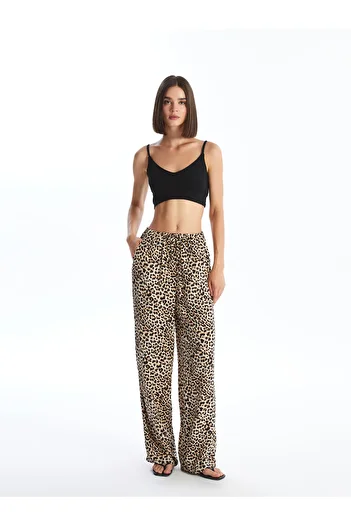 LC Waikiki Leopard Patterned Elastic Waist Women's Trousers