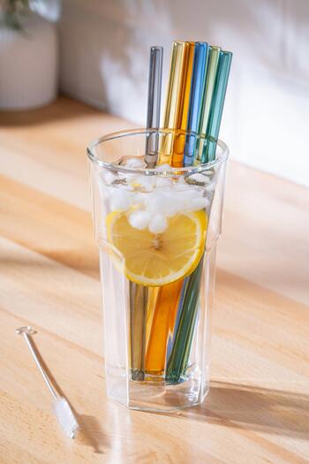 ACAR 7 Piece Glass Straw and Cleaning Brush Set