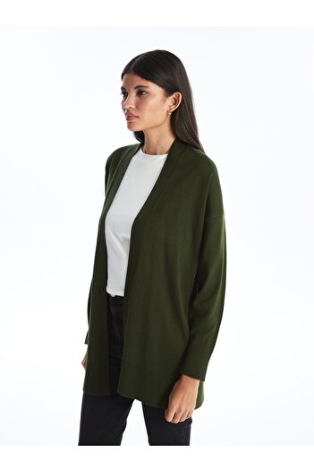 LC Waikiki Lcw Modest Shawl Collar Plain Long Sleeve Women's Knitwear Cardigan (W4)