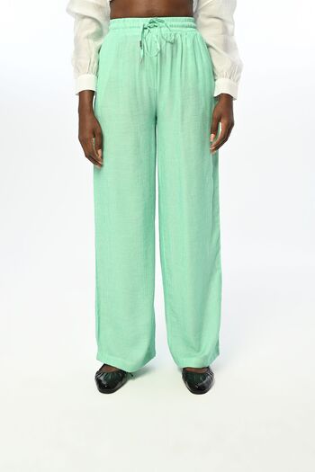 Orfeo Negro Women's - Straight Cut Thin StripeD Elastic Waist Pants